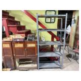 Metal shelving unit, pry bar, pipe clamp, included