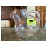 Etched glass beverage pitcher