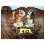 Squirrel shakers, nut bowl