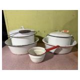 Enamel pots, pans