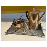 Copper aluminum coffee server, tray, warmer stand