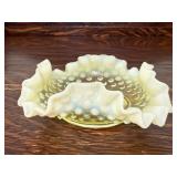 Yellow fluted hobnail bowl