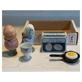 Decorative eggs, egg stands, salt & pepper