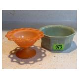 Stoneware bowl, pedestal dish