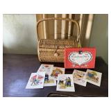 Basket purse, vintage cards