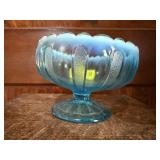 Teal moonstone pedestal dish