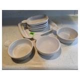 Corningware bowls, plates, platter