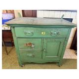 Painted green distressed dry sink
