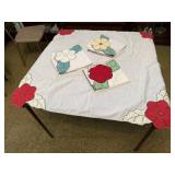 Appliqued card tablecloth, napkins