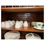 Red Wing pottery cups, saucers