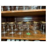 Gold rimmed wine glasses (12)