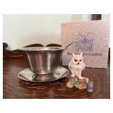 Danish stainless steel saucer dish, owl