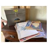 File box of song books, sheet music