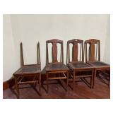 Set of 4 dining chairs, one missing back