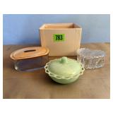 Celluloid, crystal trinket boxes