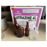 Brown, clear beverage bottles