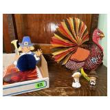 Thanksgiving decorations, paper turkey, pilgrims