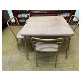 Card table, folding chairs (3)