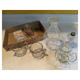 Cream & sugar, candleholders, glassware