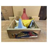 Fruit crate, funnels