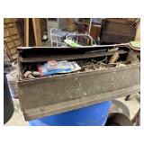 Vintage metal toolbox, contents included