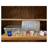 Storage tote of shot glasses