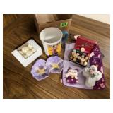 Candles, trinket box, sewing kit