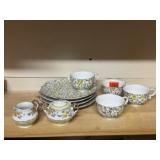 Yada China snack plates, cups, cream & sugar