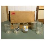 Cartoon juice glasses, jelly jars