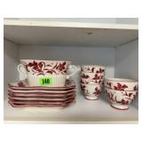 Red leaf dishes, square plates, bowls, tureen