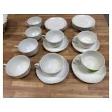 French white china tea cups & saucers
