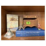 Dictionary, Eiffel tower, pyramid, souvenirs