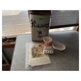 Shabby chic decor, flower pail, porcelain holder,