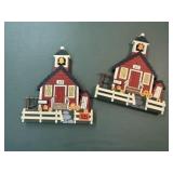 Wood crafted school houses (2)