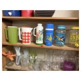Sun tea jars, thermos, beverage pitchers