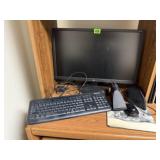 HP 24" computer monitor, keyboard, speakers, mouse