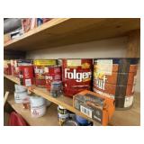 Coffee cans of hardware, nails, screws