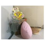 Easter decorations, yard stakes, basket