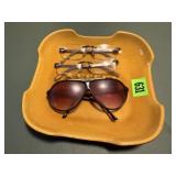 Sunglasses, reading glasses, tray