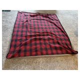 Red plaid plush throw blanket