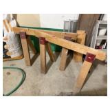 Pair of wooden saw horses