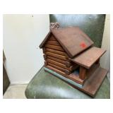 Handmade log cabin birdhouse