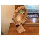 Wicker vanity mirror
