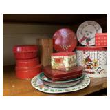 Holiday tins, cookie plates