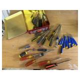 Tin of screwdrivers, precision tools