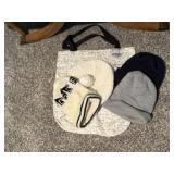 Iowa tote bag, stocking hats, beret