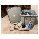 Tote of power cords, LG Speaker, media cables,