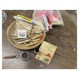 Dough bowl, clothespins, basket kit, sifter
