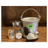 Small pail, scoop, spice & baby food jars