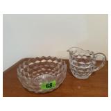 Fostoria crystal bowl, creamer